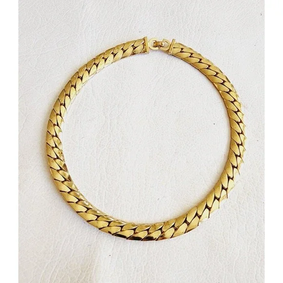Christian Dior Vintage Cuban Link Choker Necklace HTF 169mmm Wide